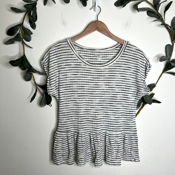 Alya Striped Peplum Top LAST CALL - Picture 1 of 5